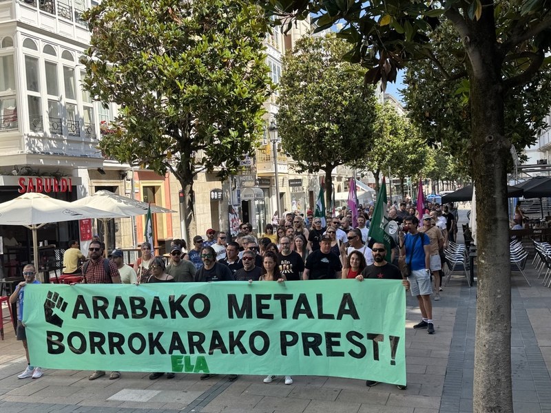 Arabako metalgintzako langileen manifestazioa, gaur, Gasteizen. ELA