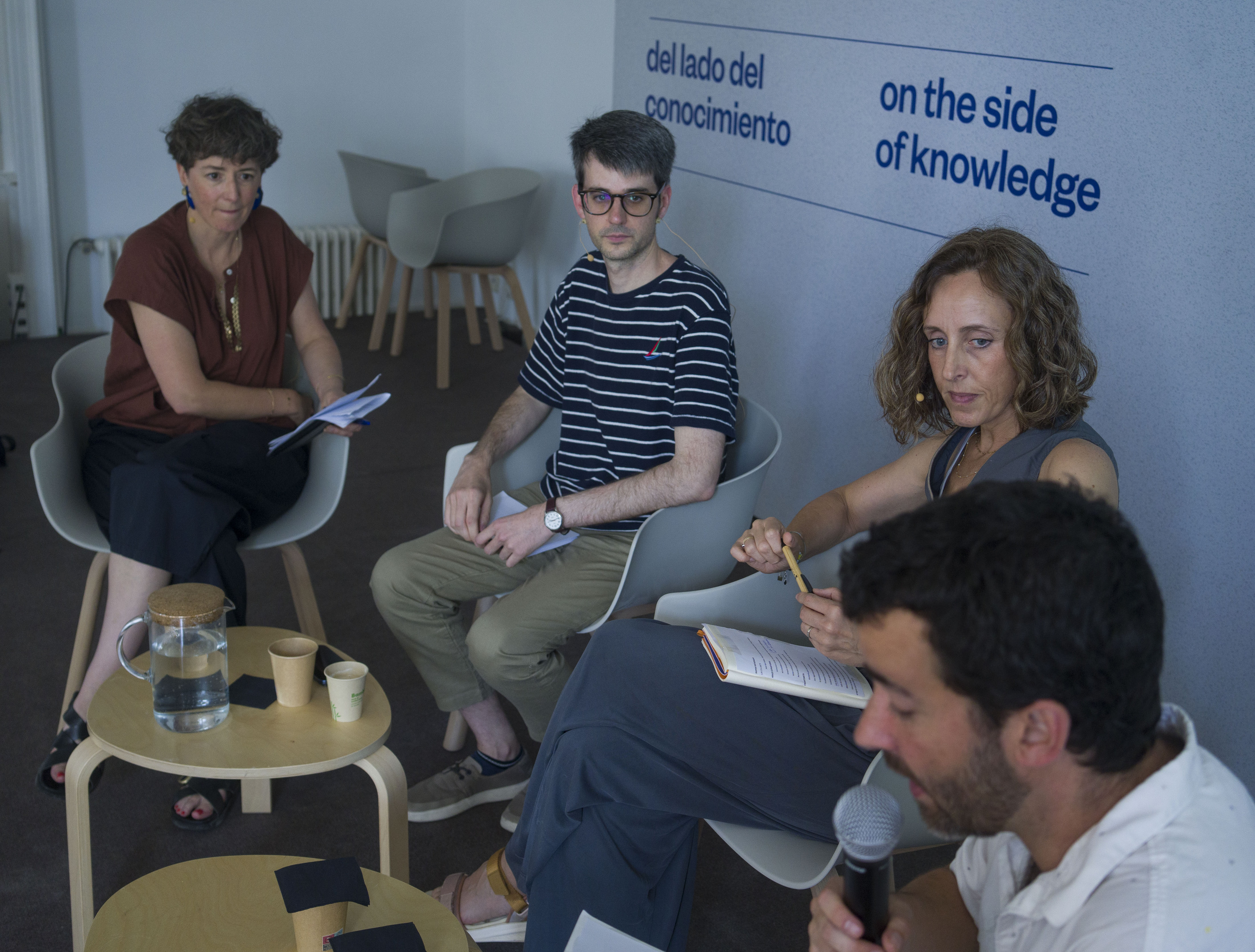 Katti Poxelu, Ander Barinaga-Rementeria, Miren Berasategi eta Josu Martinez, gaur, Donostian. JON URBE / FOKU.