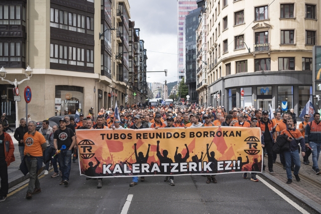 Tubos Reunidoseko langileen mobilizazio bat, Bilbon. ARITZ LOIOLA / FOKU
