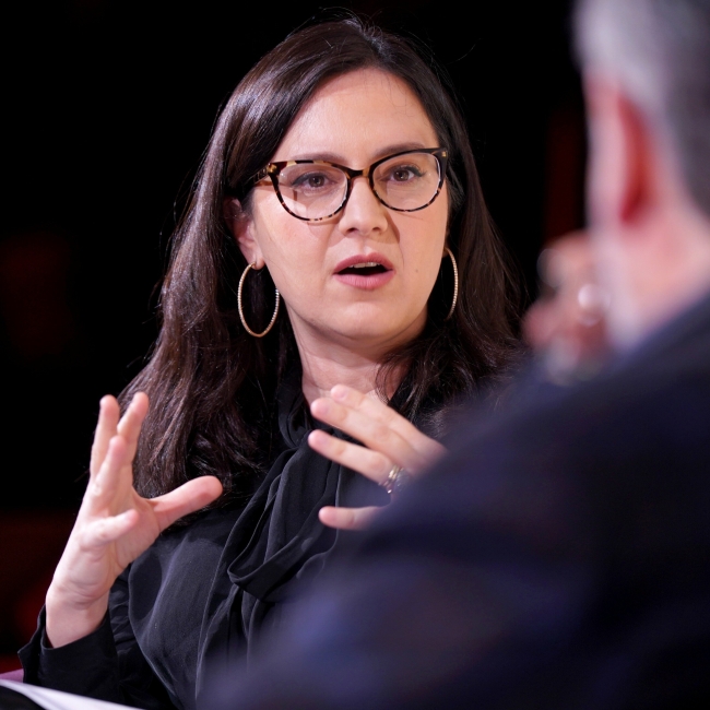 CBS kateko albistegietako buru Bari Weiss. CBS kateko albistegietako buru Bari Weiss.