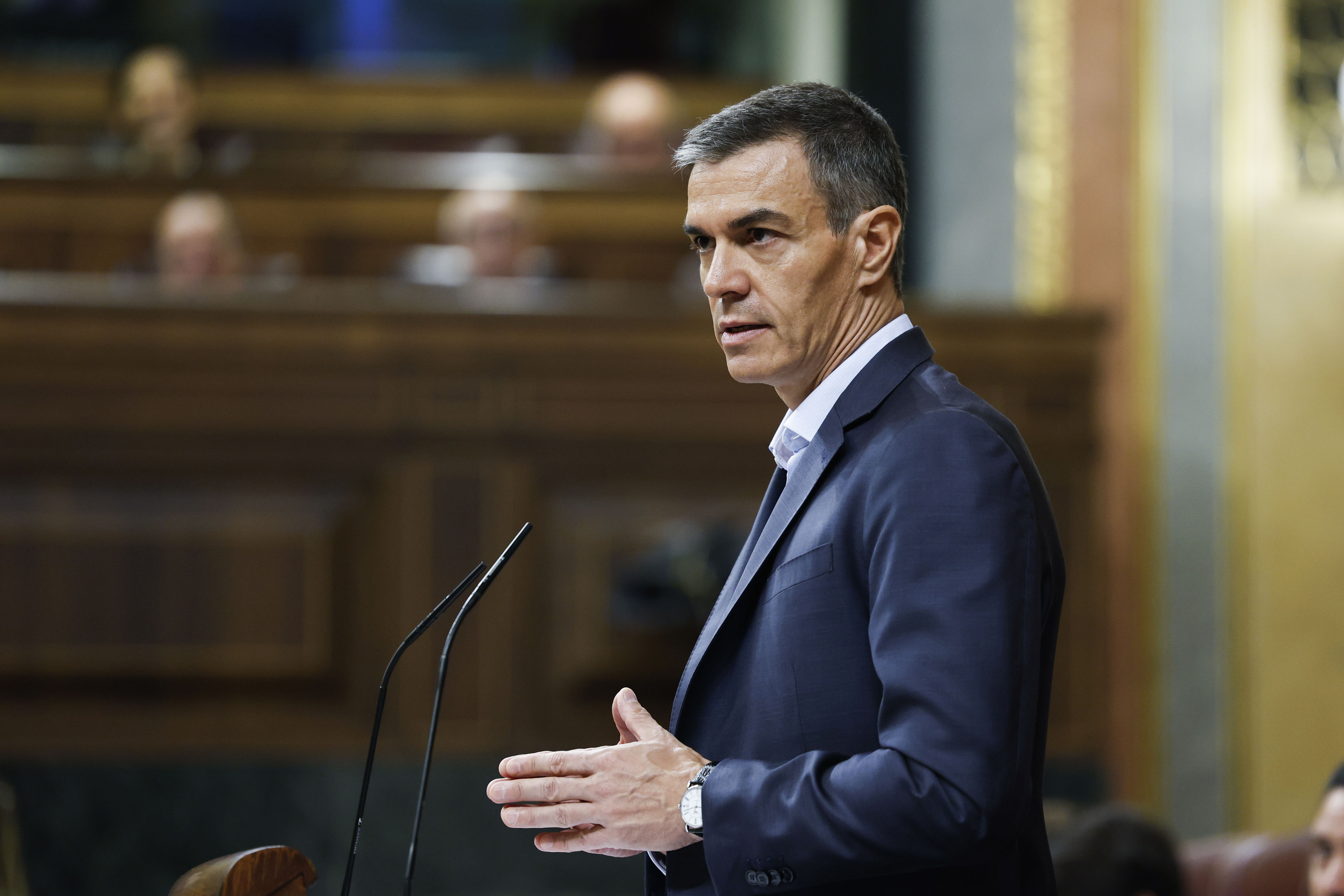 Pedro Sanchez gaur Espainiako Kongresuan, azalpenak ematen. CHEMA MOYA / EFE