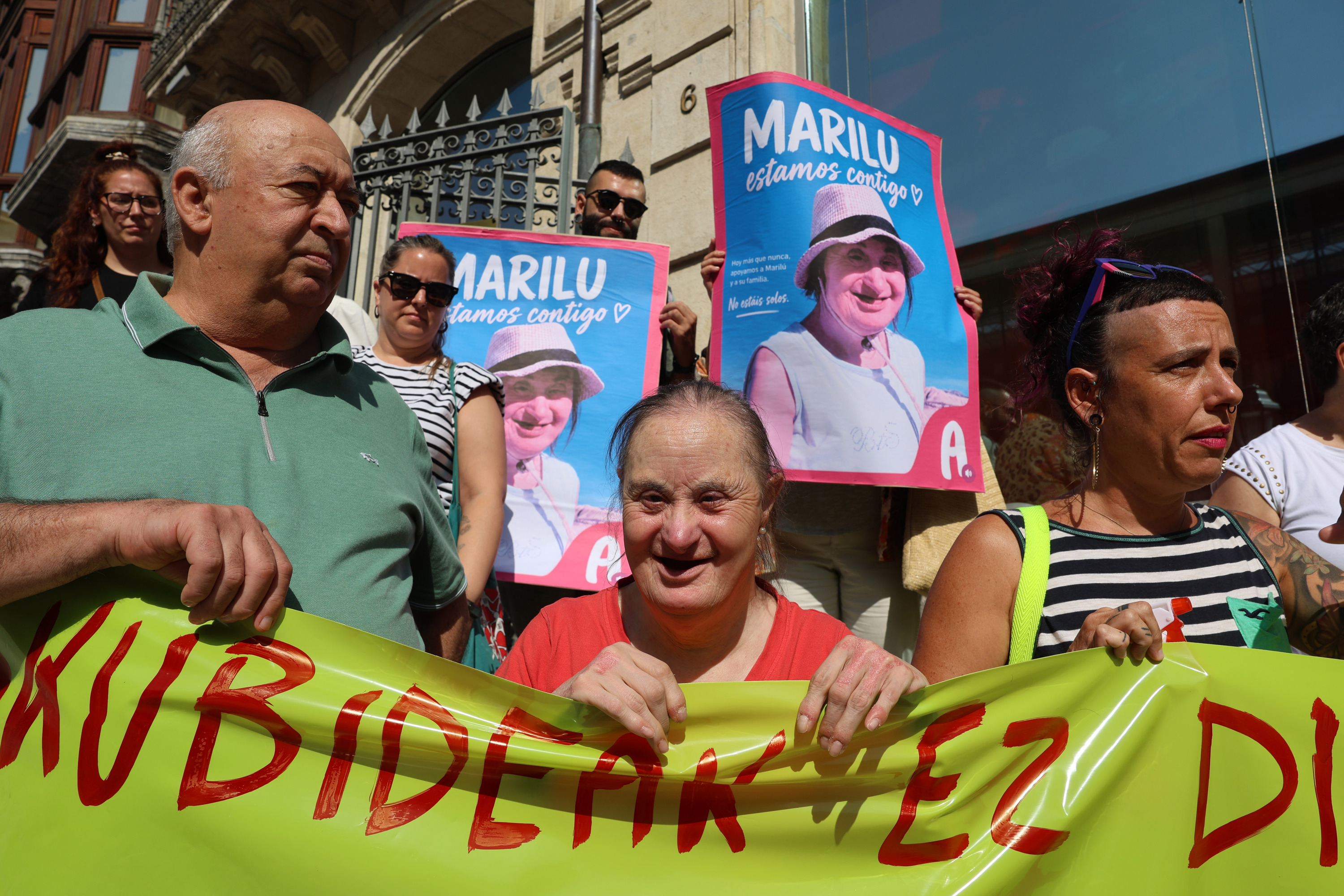 Maria Luisa Uria LABek antolatu duen elkarretaratzean, gaur goizean Bilbon. OSKAR MATXIN EDESA / FOKU