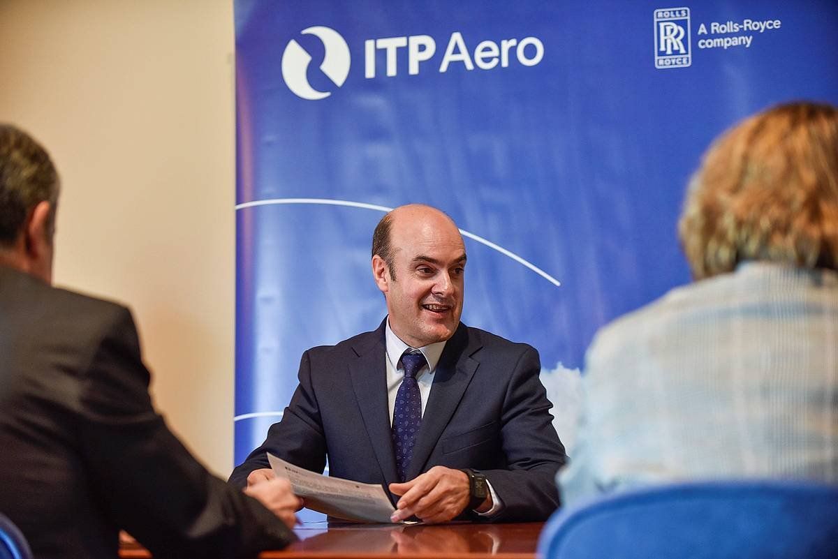 Carlos Alzola ITP Aeroko zuzendaria, agerraldi batean. MIGUEL TOñA (FOKU)