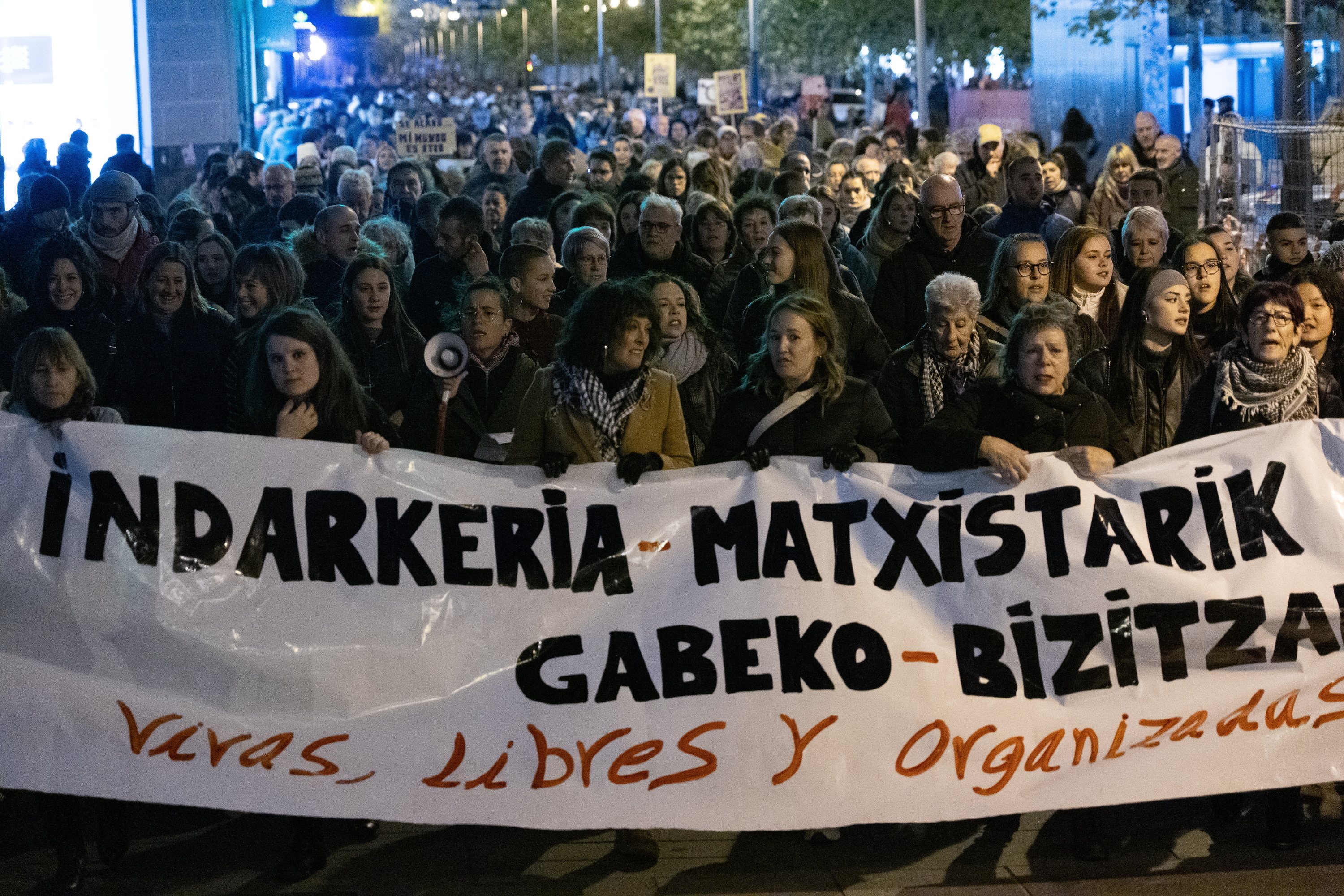 Indarkeria matxistaren aurkako elkarretaratze bat, Iruñean, artxiboko irudi batean. JAGOBA MANTEROLA / FOKU.