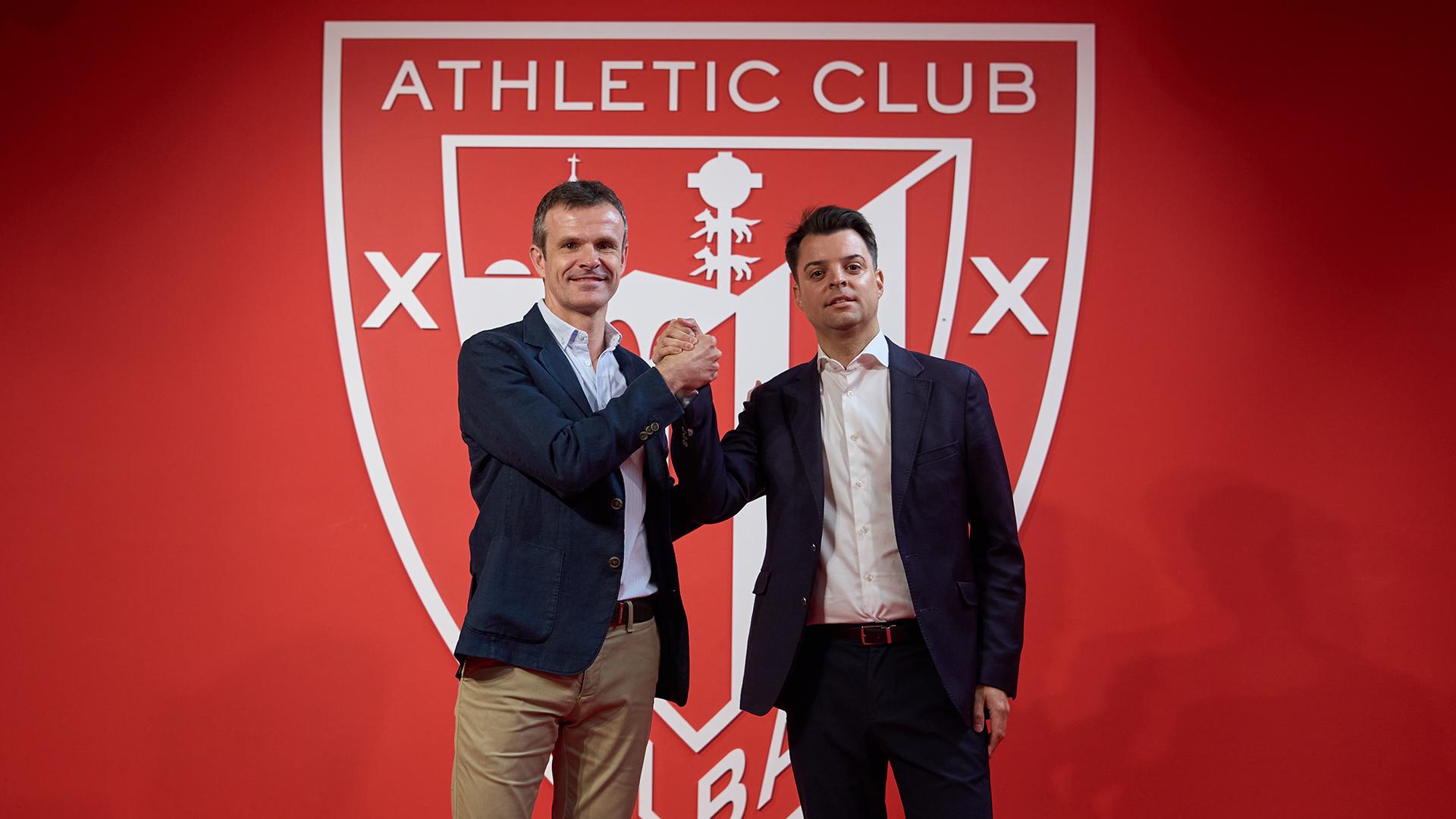 Jon Uriarte Athleticeko presidentea eta Mikel Gonzalez kirol zuzendaria. ATHLETIC