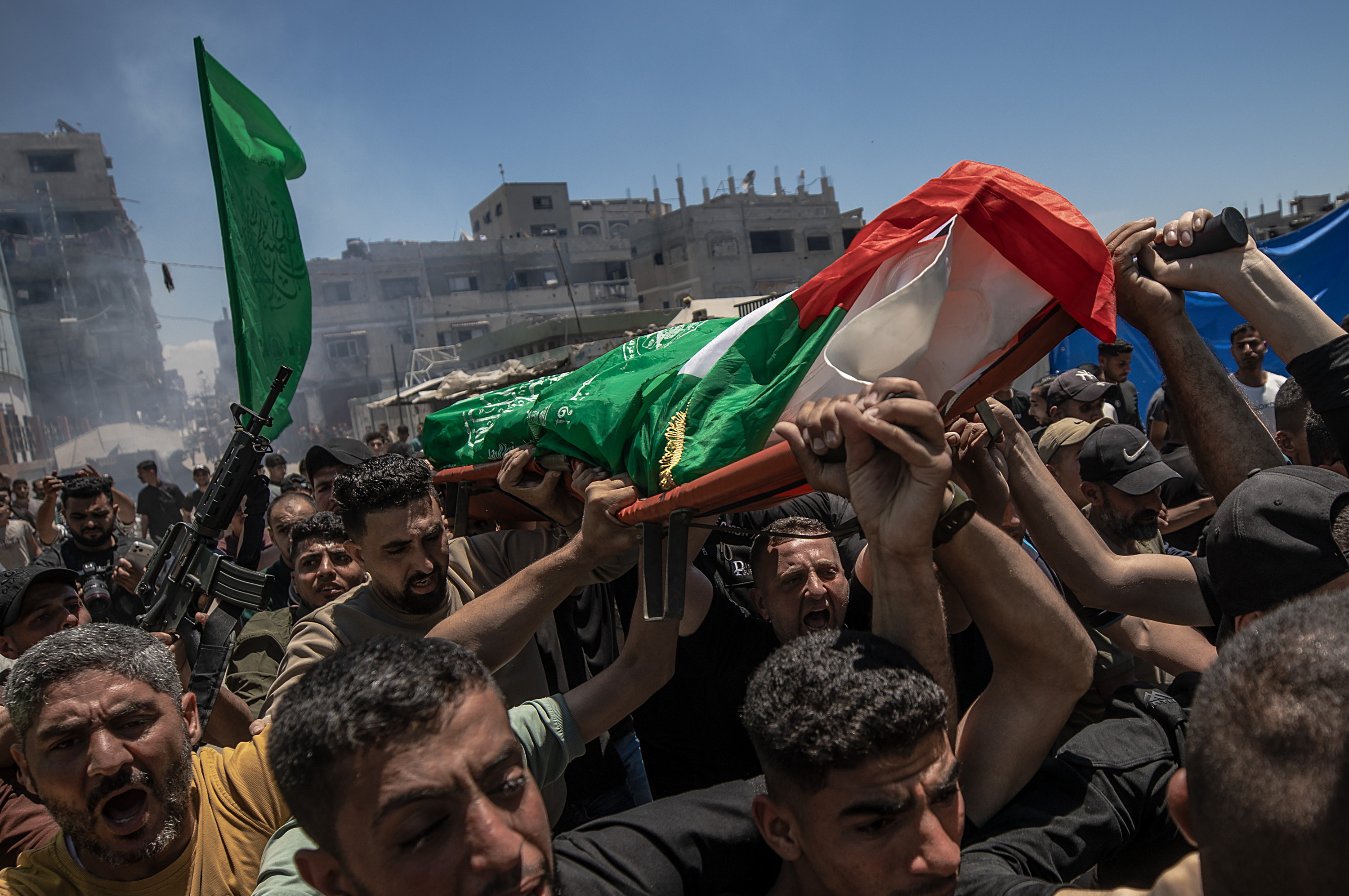 Hamaseko komandante baten hileta, maiatzaren amaieran, Gaza hirian. MOHAMMED SABER / EFE