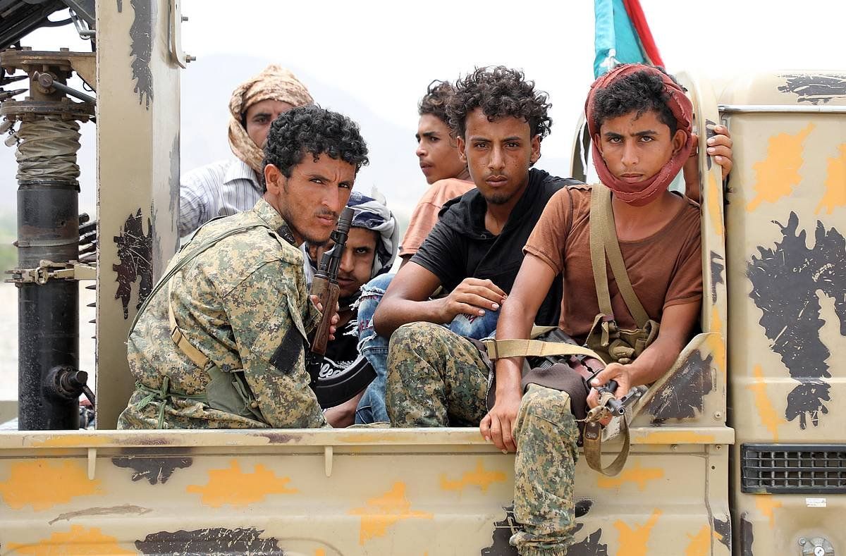 Yemen hegoadeko miliziano independentista batzuk, artxiboko irudi batean. NAJEEB ALMAHBOOBI / EFE
