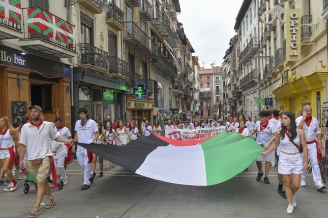 Palestinaren aldeko manifestazioa, iragan ostiralean. IDOIA ZABALETA / FOKU Palestinaren aldeko manifestazioa, iragan ostiralean. IDOIA ZABALETA / FOKU