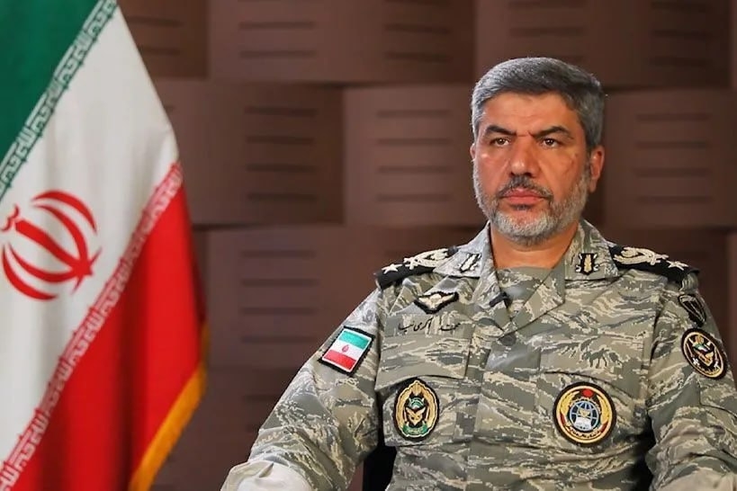 Mohammad Akraminia Irango armadako bozeramailea, adierazpen bat egiten, aste honetan. MEHR AGENTZIA / EFE