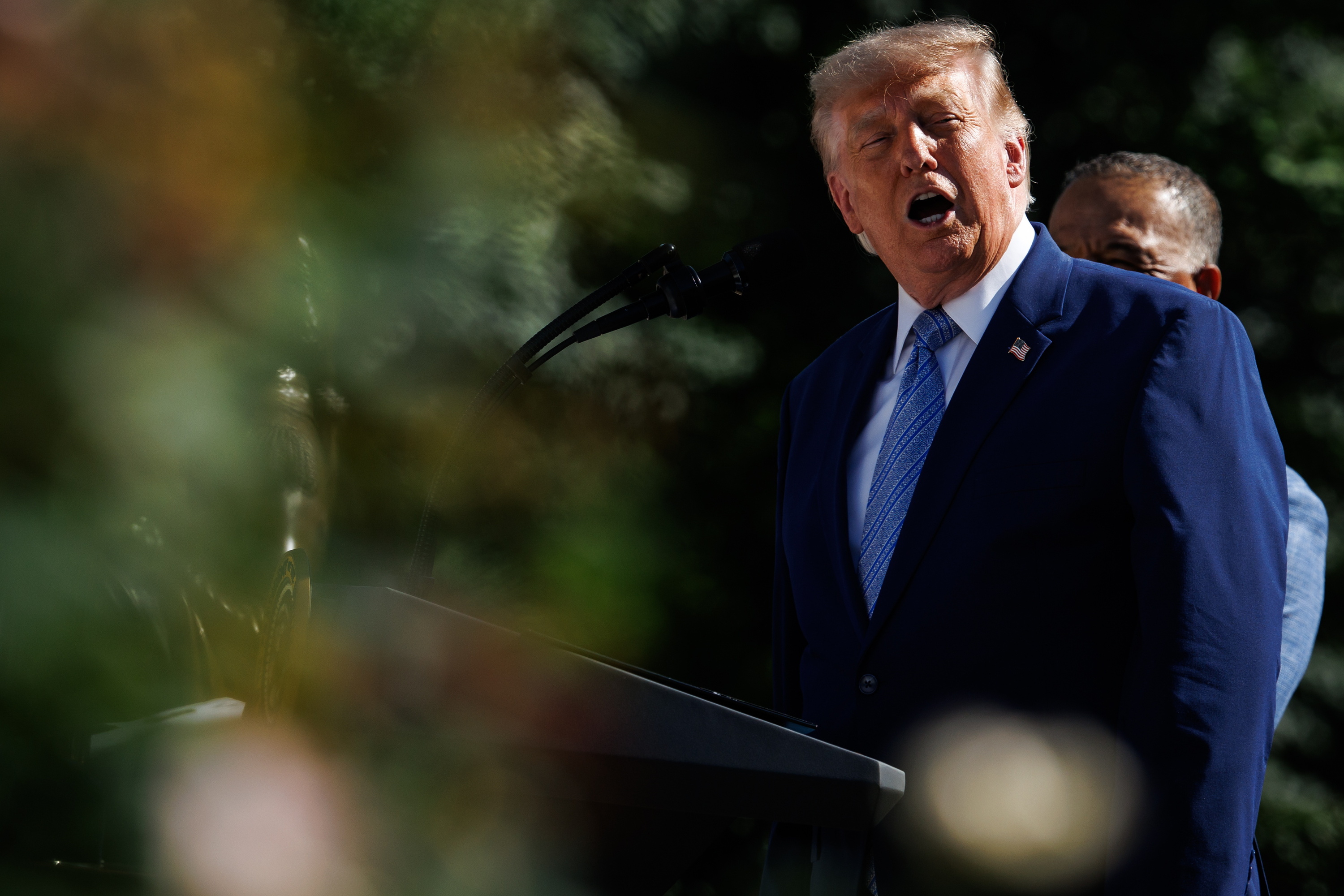 Donald Trump Amerikako Estatu Batuetako presidentea gaur goizaldean Washingtonen. SAMUEL CORUM / POOL / EFE