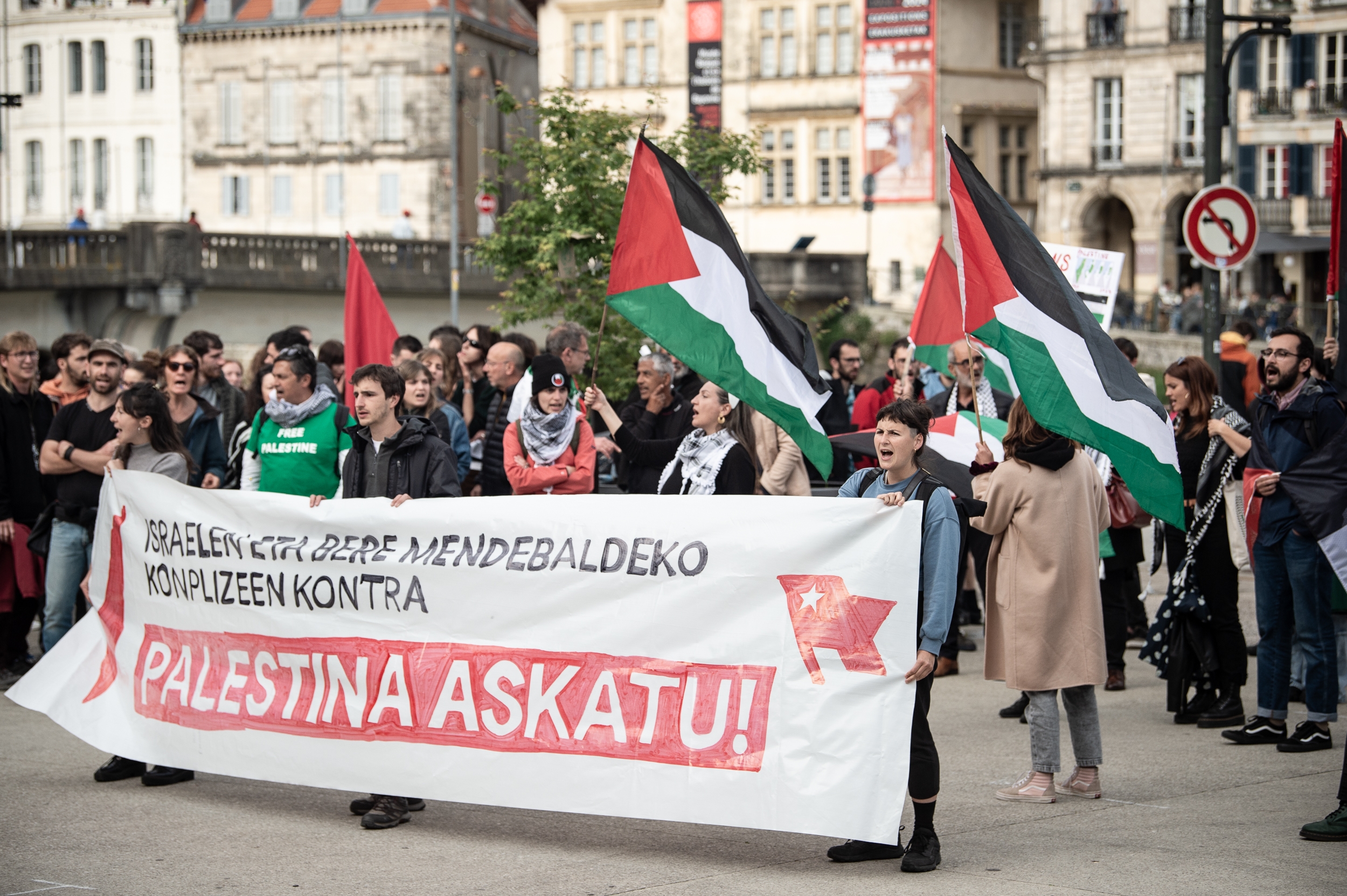 EHKSk Palestinaren alde Baionan antolatutako mobilizazio bat, artxiboko irudi batean. PATXI BELZAIZ