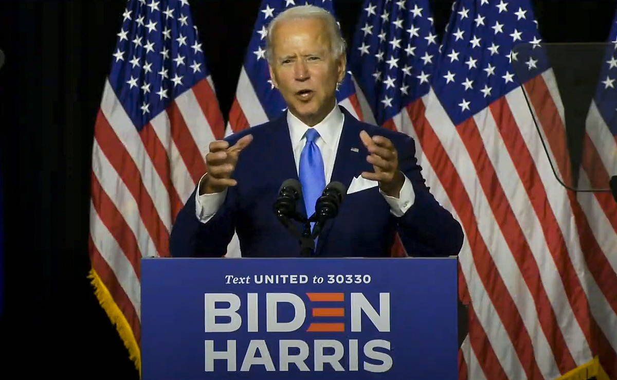 Biden presidentegaia, bart eginiko gerraldian. USA BIDEN HARRIS HANDOUT