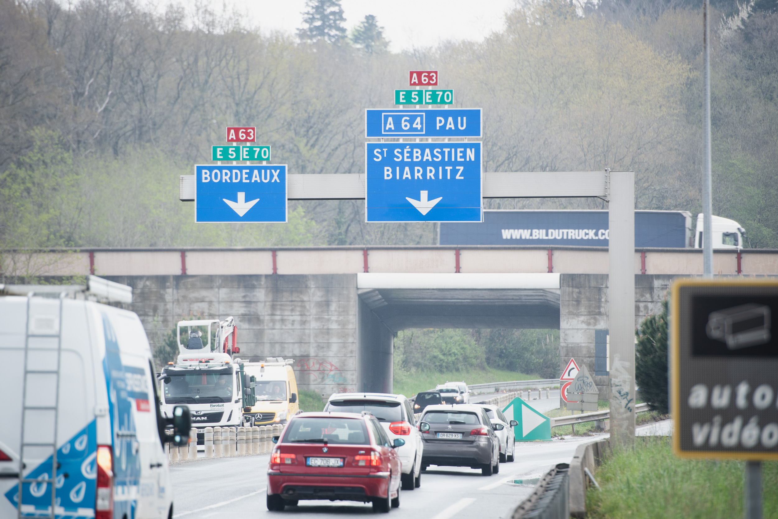 A63 autobiderako sarrera, artxiboko irudi batean. GUILLAUME FAUVEAU