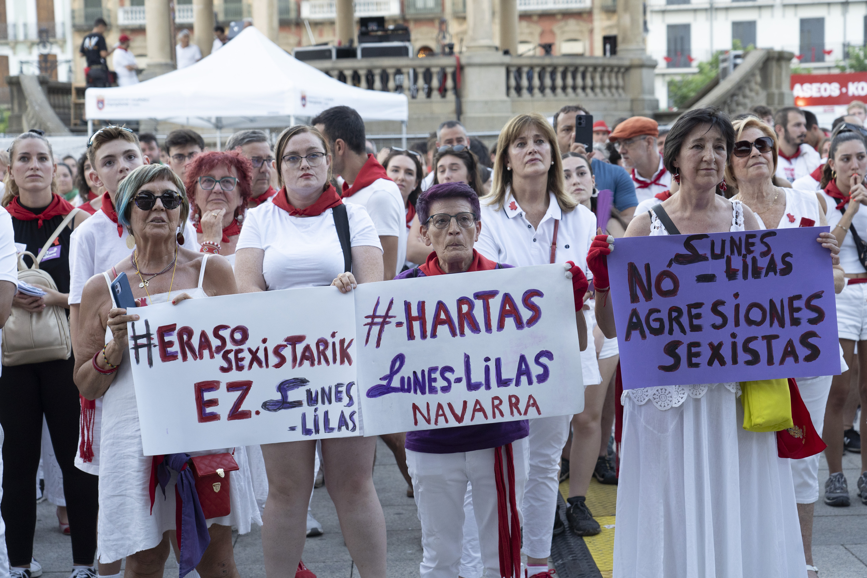 Feministen elkarretaratzea Iruñean, aurtengo sanferminetan. IÑIGO URIZ / FOKU