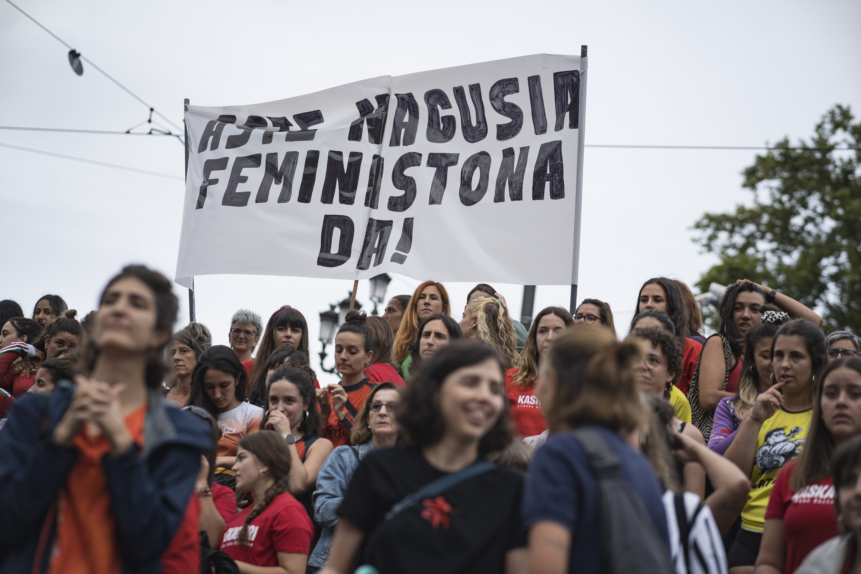 Bilboko mugimendu feministak aste nagusiaren aurretik egindako elkarretaratze bat. ARITZ LOIOLA / FOKU