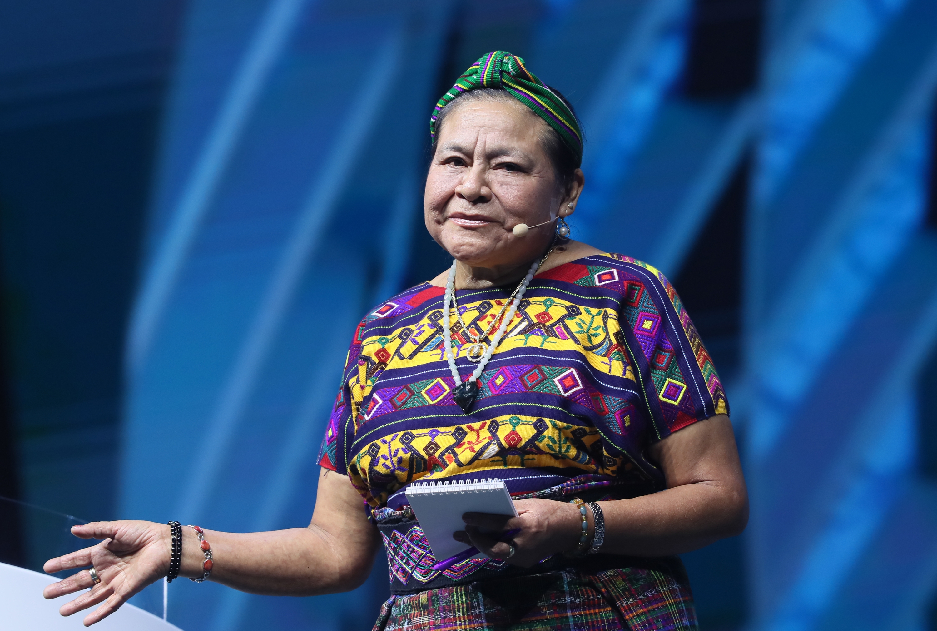 Rigoberta Menchu ekintzaile indigena eta Bakearen Nobel sariduna, 2025ean, Mexikon. MARIO GUZMAN / EFE