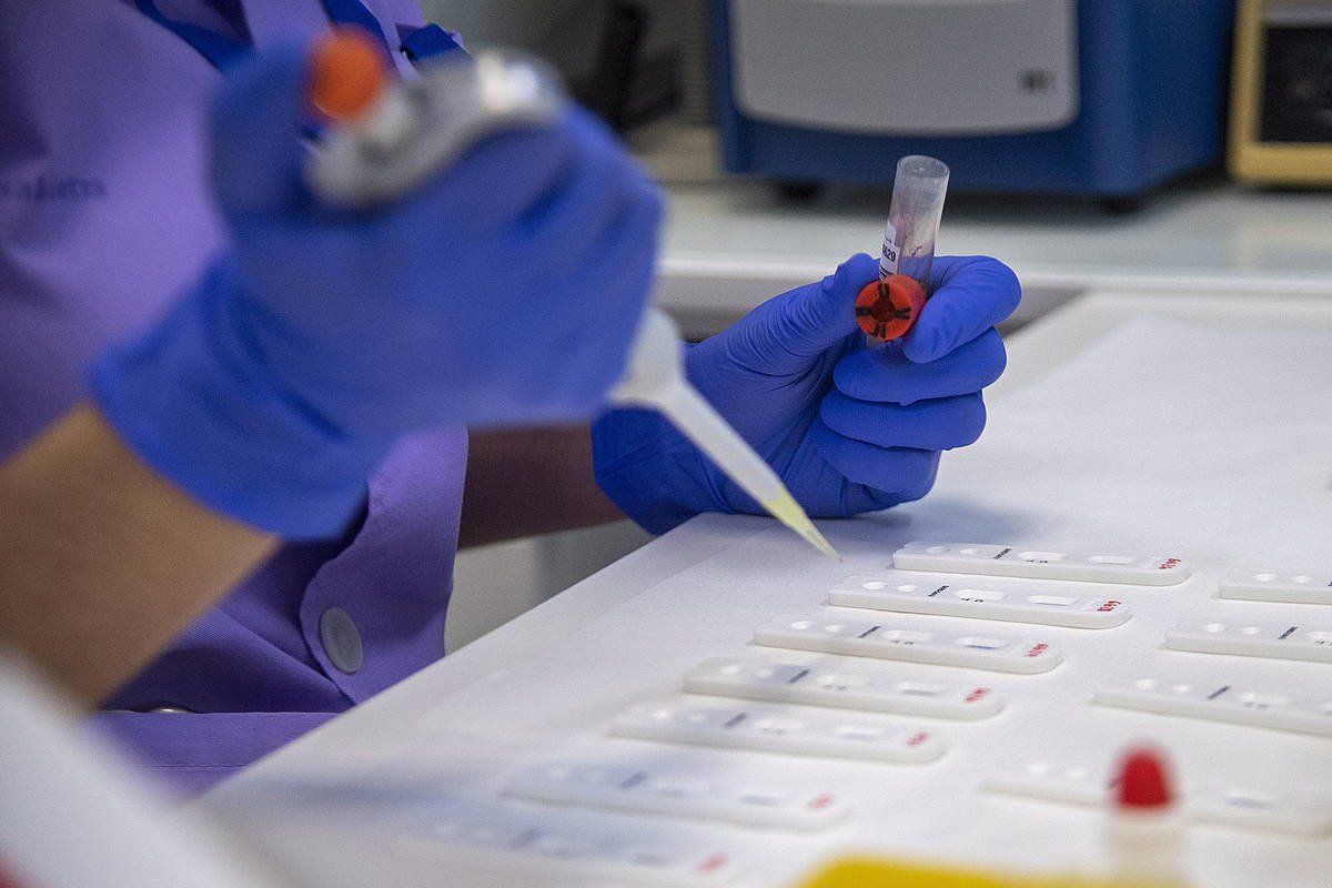 PCR probak egiten dituzten laborategi bat, artxiboko irudian. GORKA RUBIO, FOKU