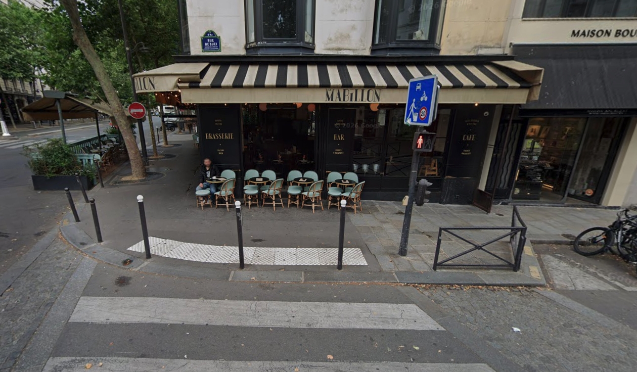 Le Mabillon ostatua, Parisen; han izan zuten liskarra Aramburuk eta akusatuek. GOOGLE STREET VIEW 