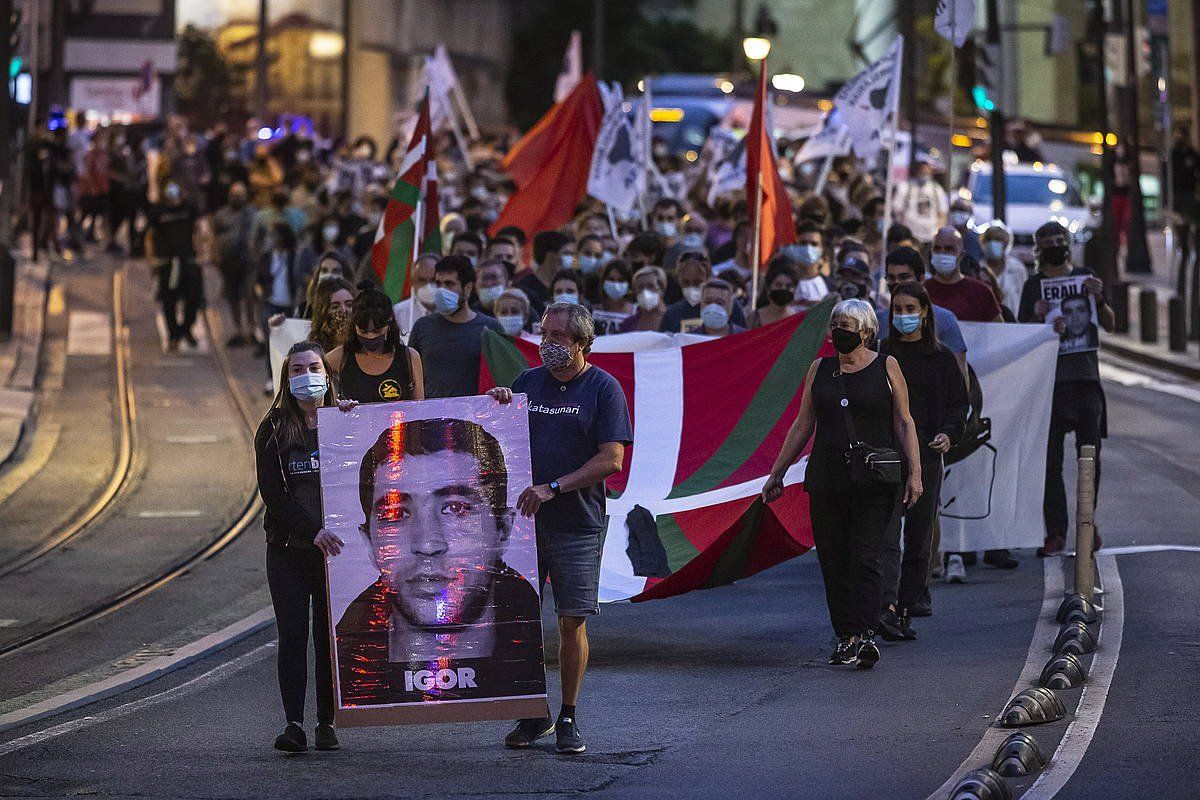 Igor Gonzalez Solaren heriotzaren aurka protesta egiteko mobilizazioa, Bilbon. ARITZ LOIOLA / FOKU  2020KO IRAILAK 13