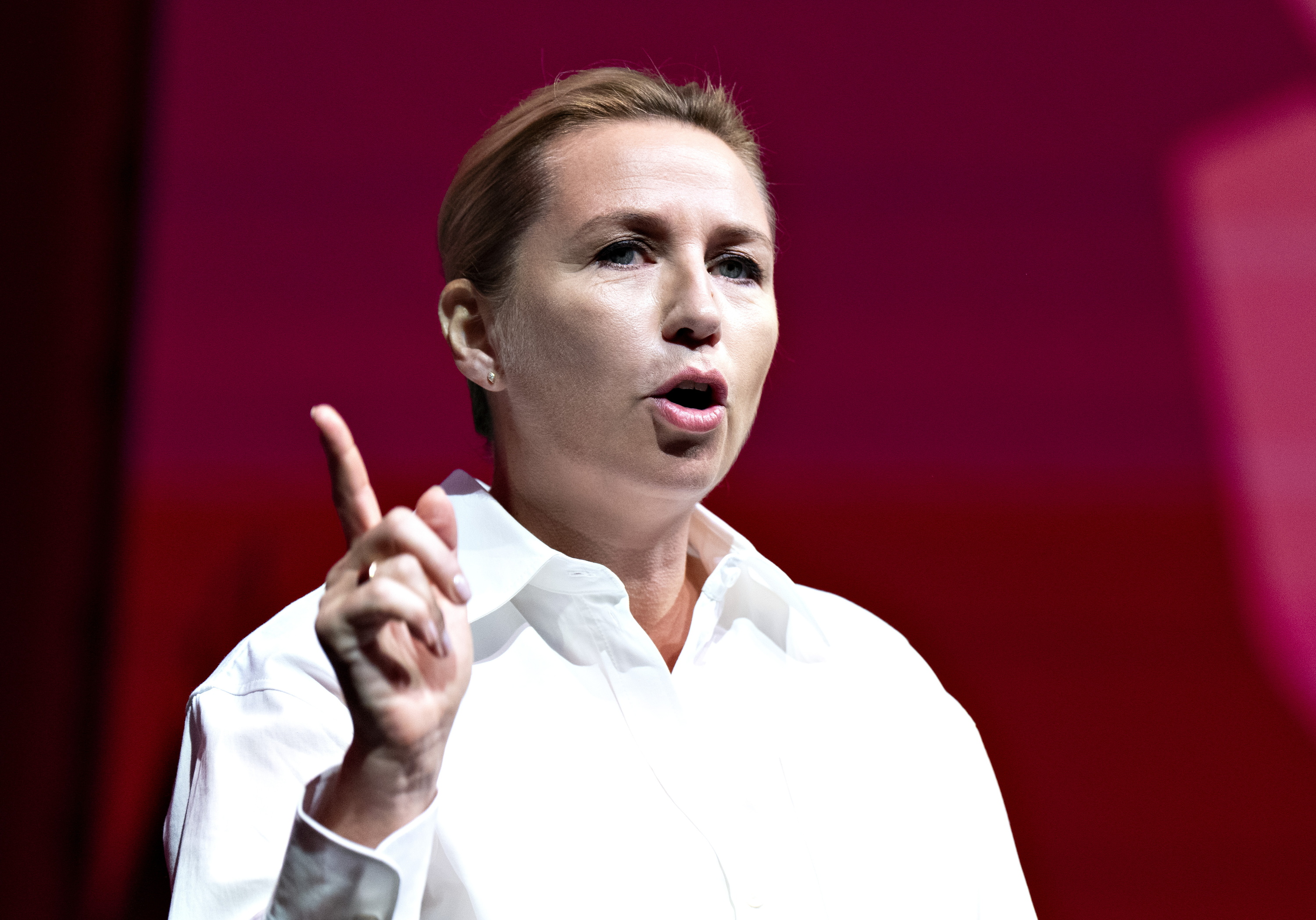 Mette Frederiksen Danimarkako lehen ministroa agerraldi batean, atzo. HENNING BAGGER / EFE