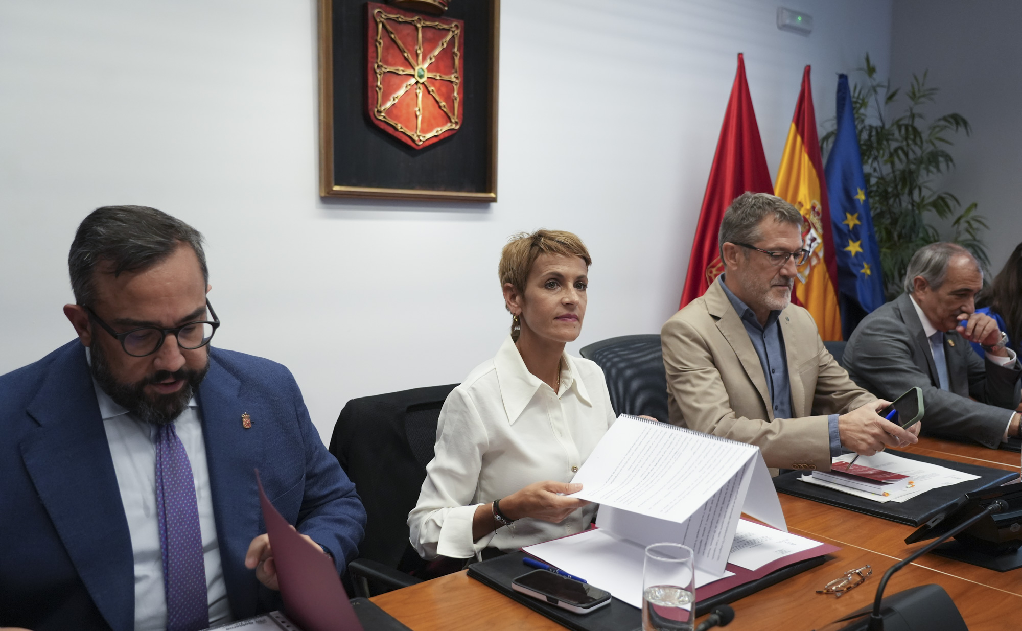 Javier Remirez, Maria Txibite, Javier Lekunberri eta Oscar Txibite, gaur arratsaldean. JAGOBA MANTEROLA / FOKU
