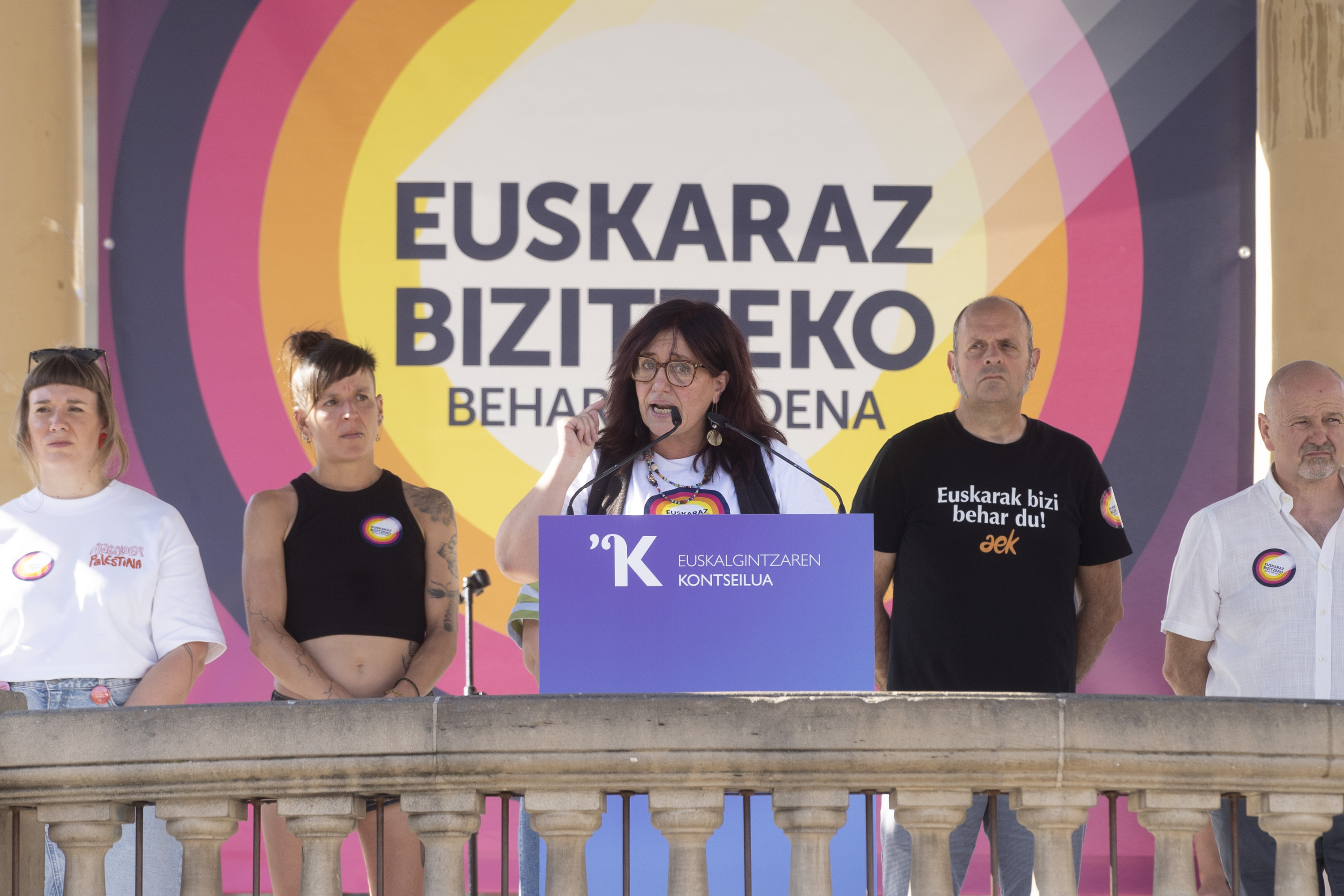 Euskalgintzaren Kontseiluko idazkari nagusi Idurre Eskisabel, Euskaltzaleon Martxan, Iruñean. IÑIGO URIZ / FOKU
