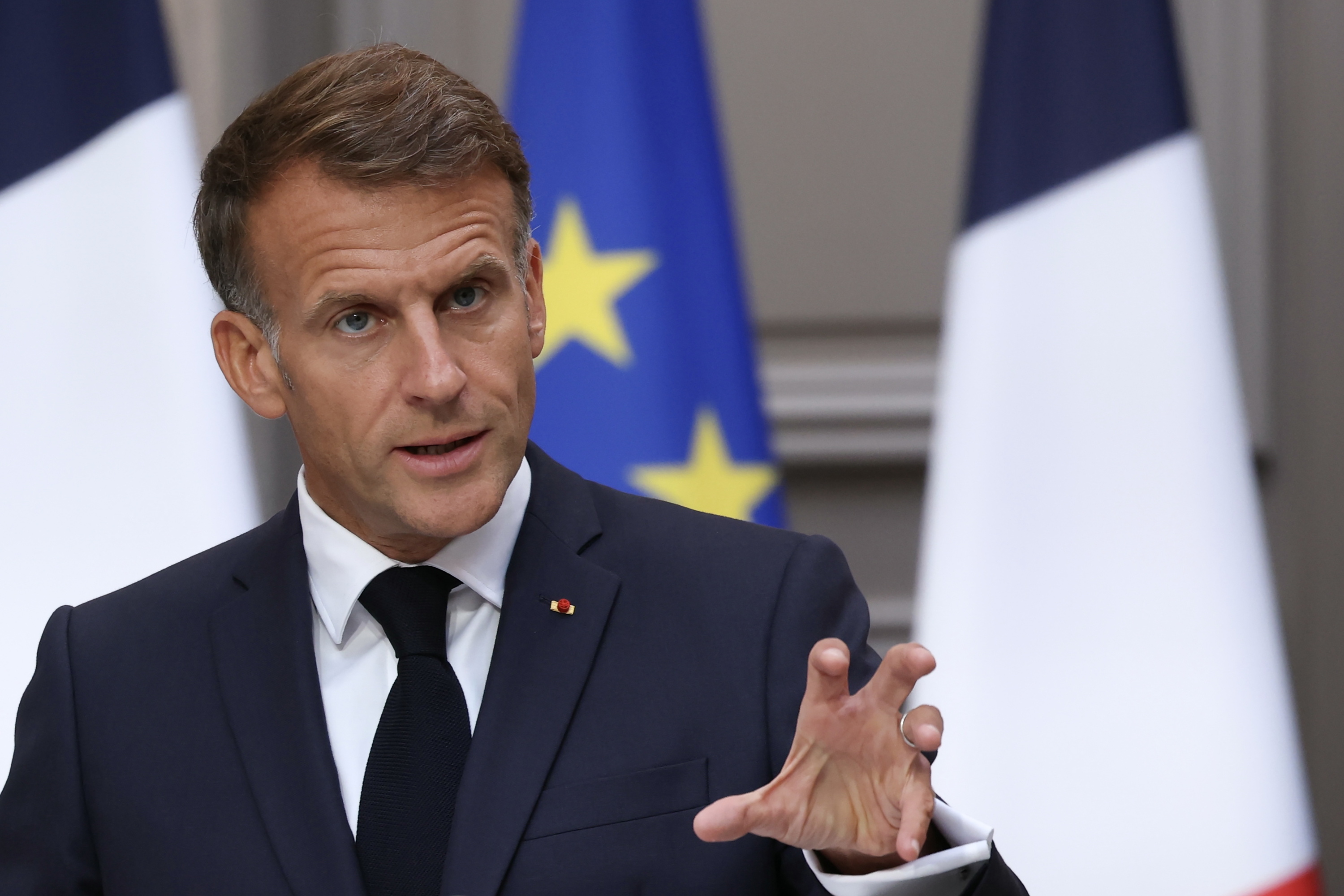 Emmanuel Macron Frantziako presidentea, gaur, Eliseoan. THOMAS SAMSON / EFE