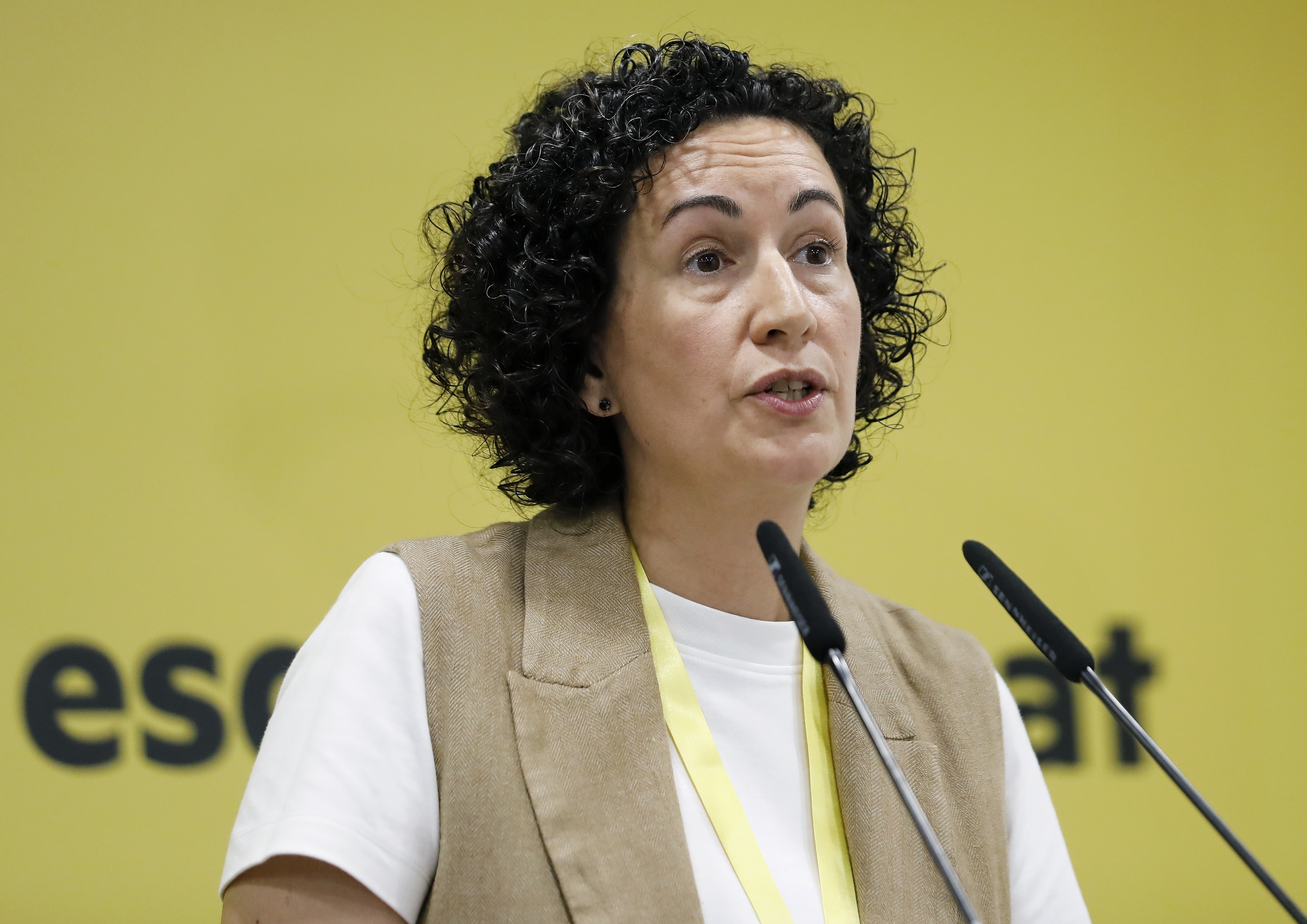 Marta Rovira agerraldi batean, 2024ko irailean. ANDREU DALMAU / EFE