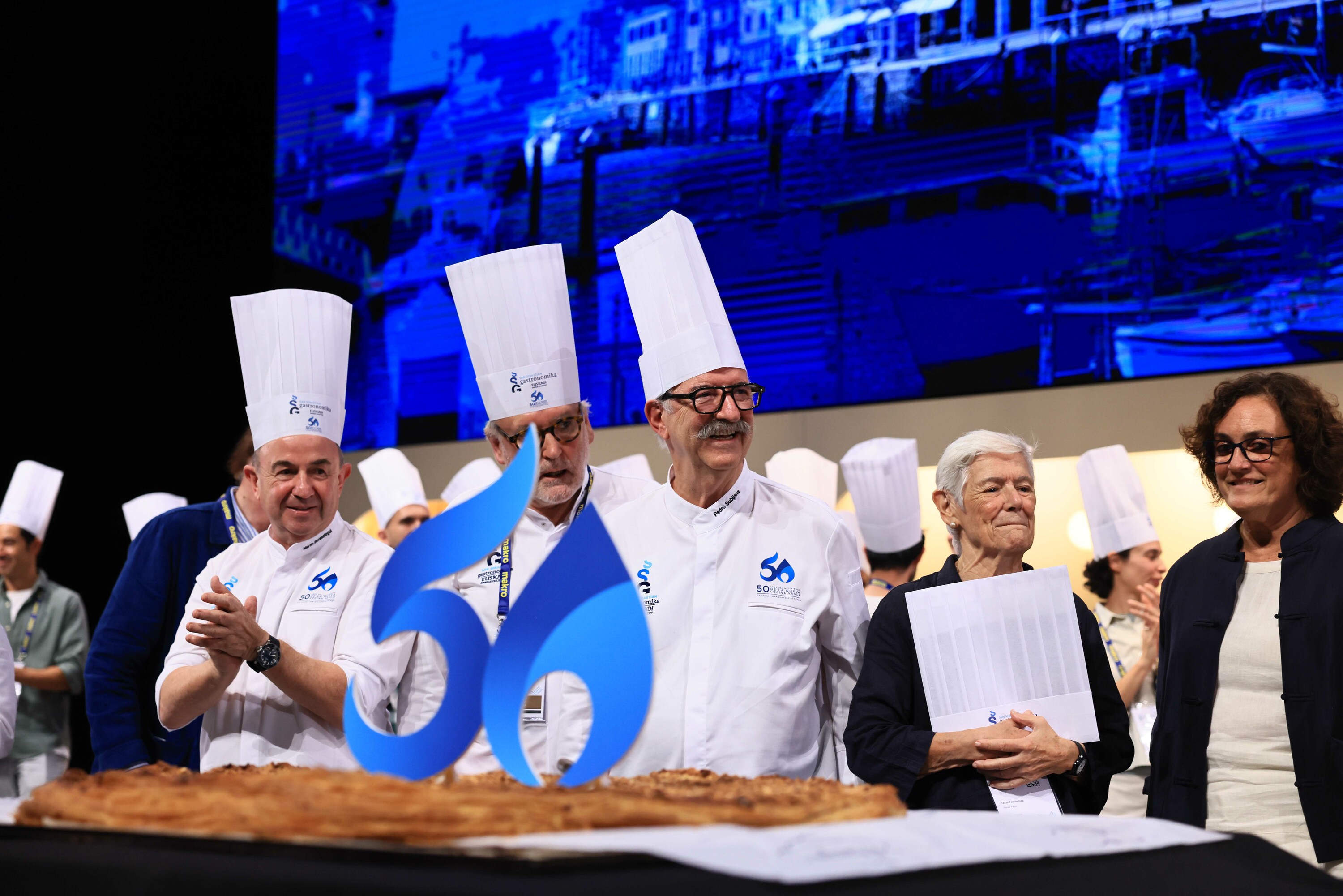 Martin Berasategi, Ramon Roteta, Pedro Subijana eta Tatus Fombellida, gaur, Kursaalean. GASTRONOMIKA