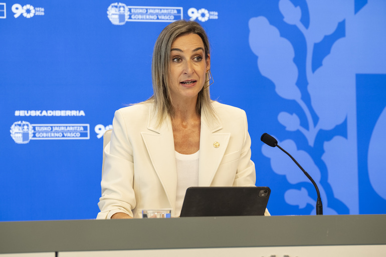 Maria Ubarretxena gaurko Gobernu Kontseilu osteko agerraldian. GAIZKA UCEDA / IREKIA