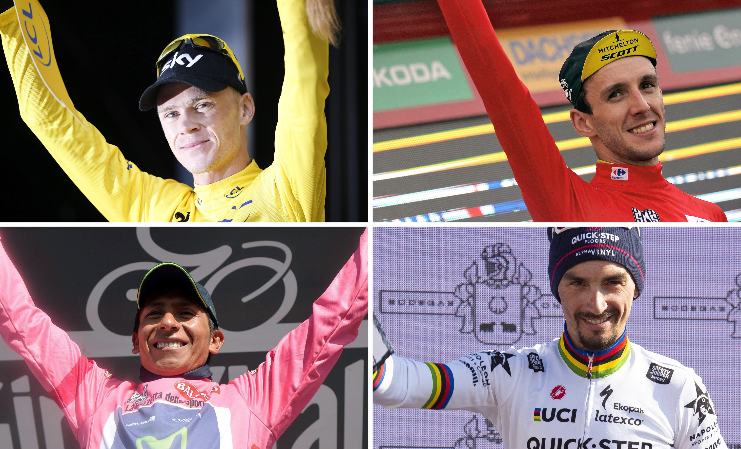 Chris Froome, Simon Yates, Nairo Quintana eta Julian Alaphilippe. BERRIA