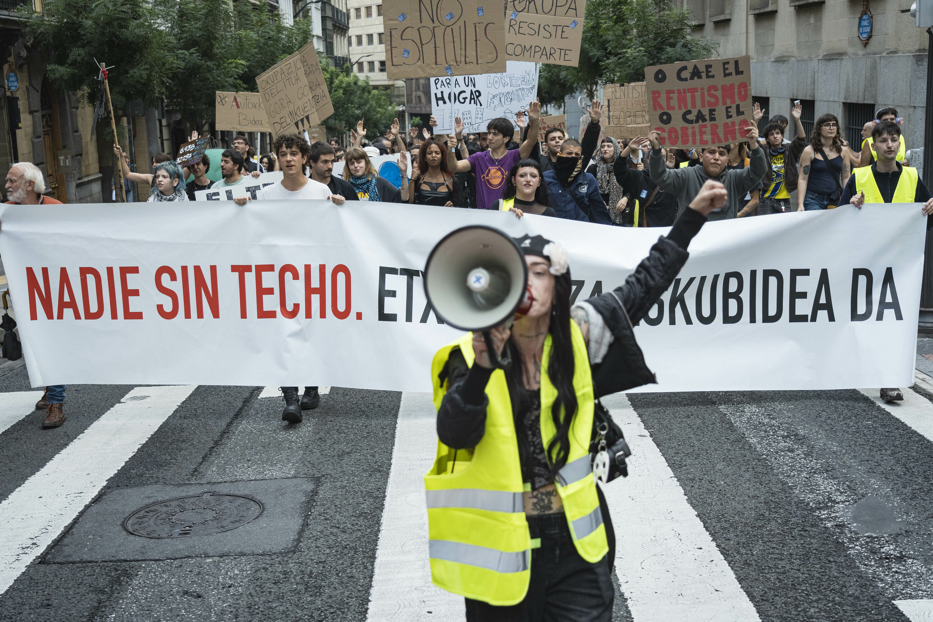 Etxebizitza eskubidearen alde egindako mobilizazio bat, Bilbon, duela bi aste. ARITZ LOIOLA / FOKU