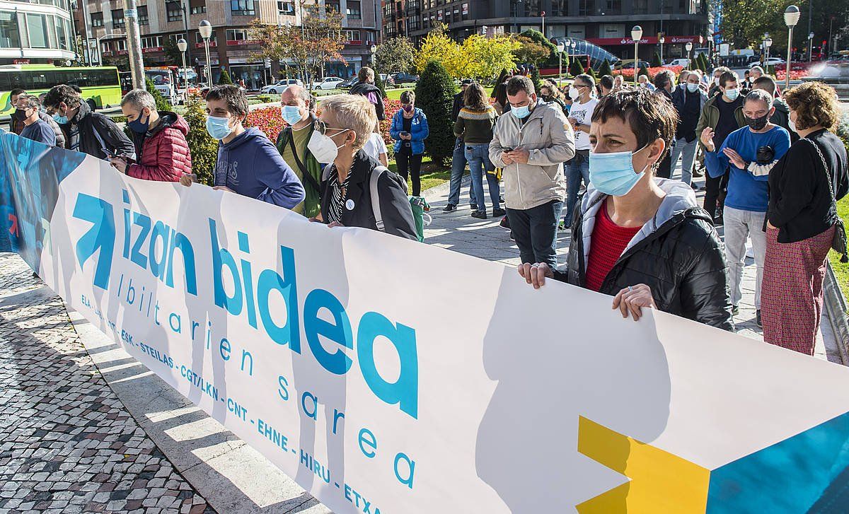 Presoen alde sindikatuek egindako protesta bat, joan den urrian, Bilbon. MARISOL RAMIREZ / FOKU