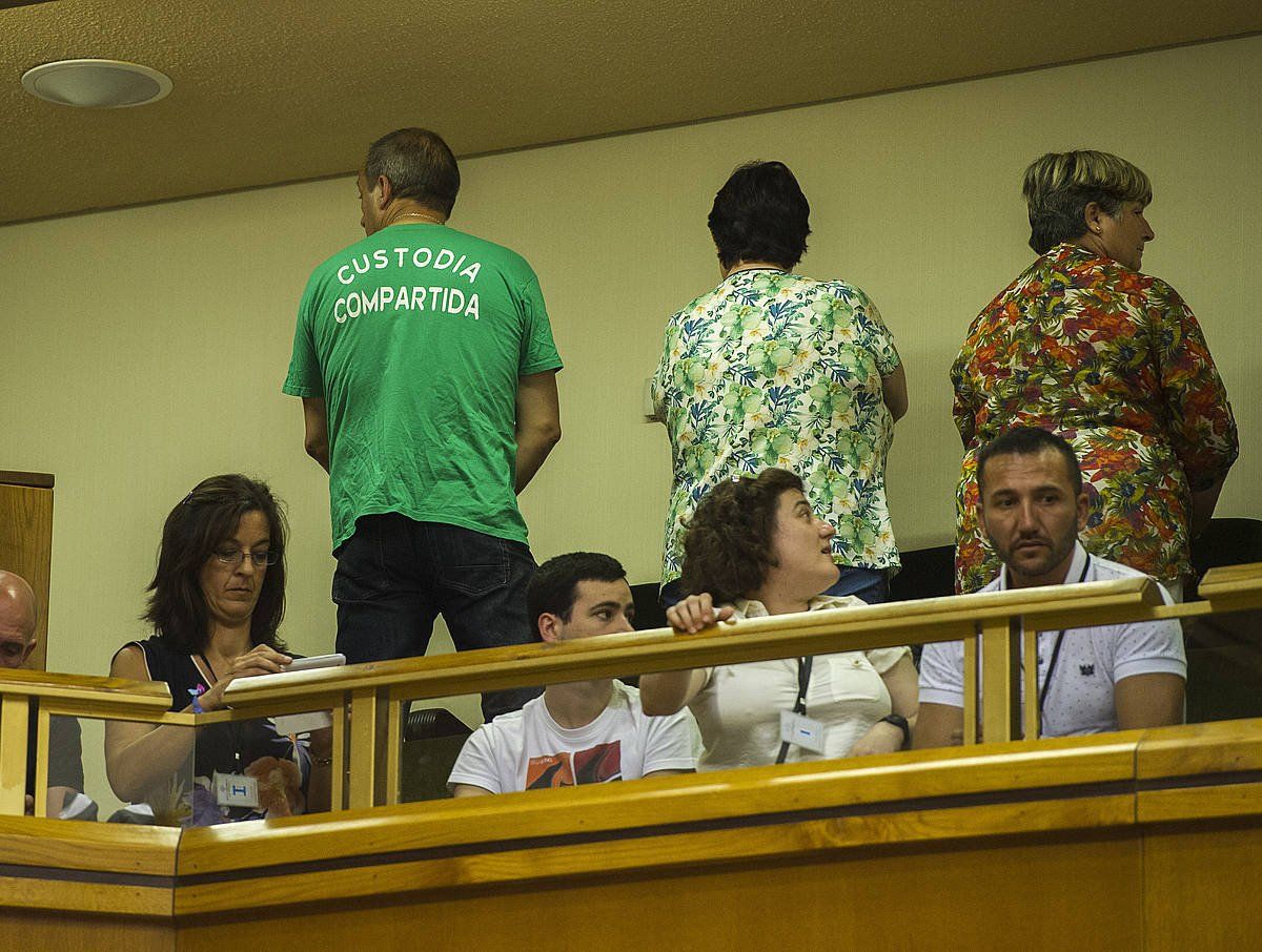 2015eko ekainaren 30ean, Zaintza Partekatuaren Legea onartu zuen egunean, hainbat lagun protesta egiten. JUANAN RUIZ/ FOKU