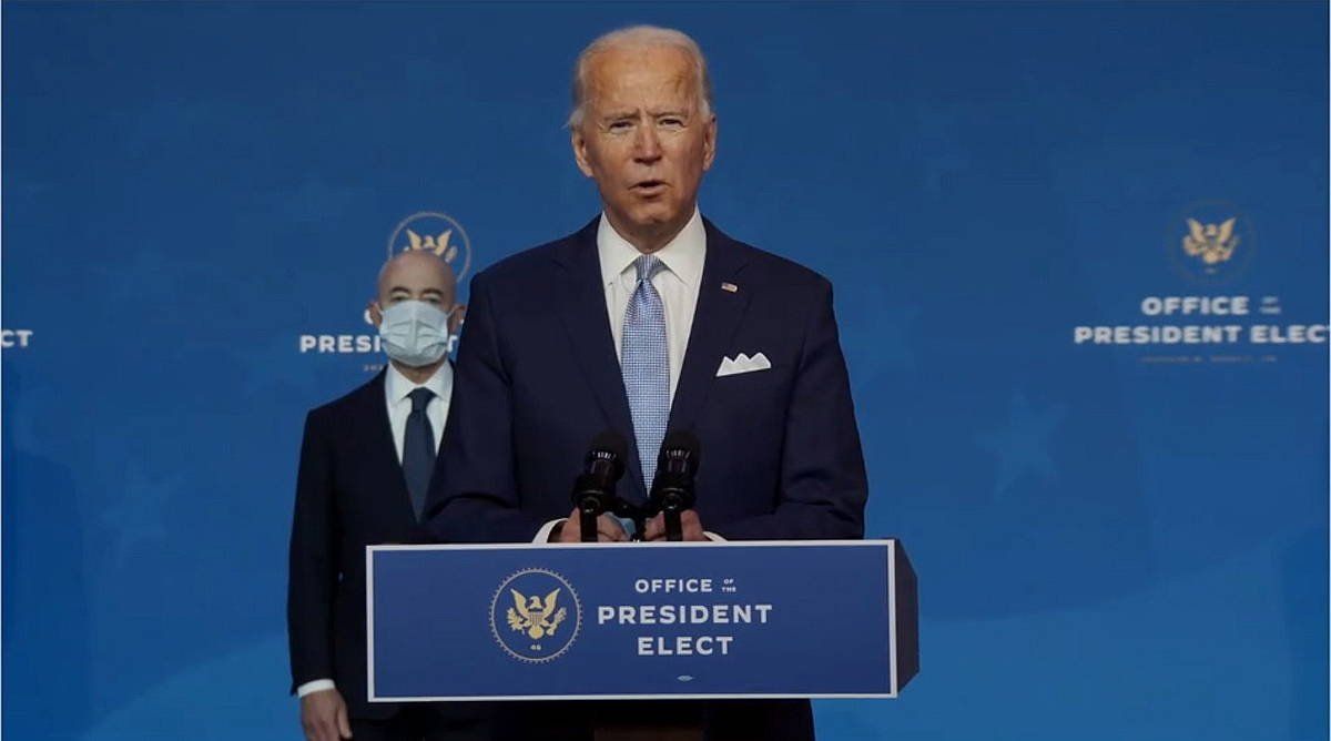 Joe Biden adierazpenak egiten, joan den azaroan. AEBETAKO PRESIDENTEAREN BULEGOA