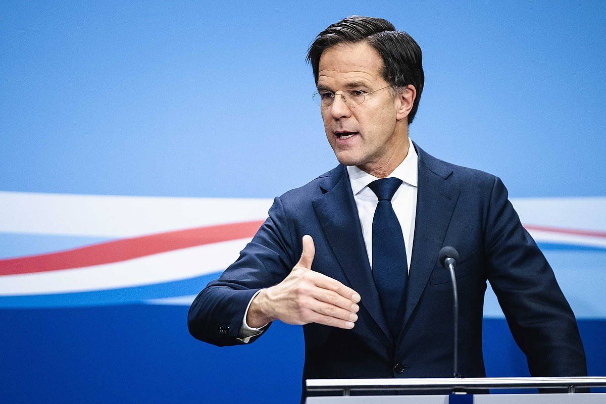 Mark Rutte Herbehereetako lehen ministroa aurreko asteko prentsa agerraldian. SEM VAN DER WAL/EFE