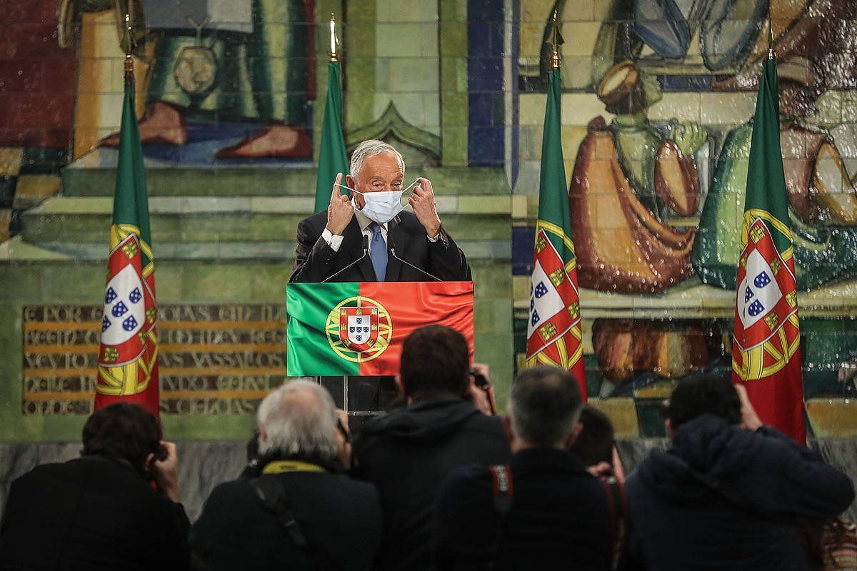 Marcelo Rebelo de Sousa, Portugalgo presidentea, emaitzen berri izan osteko agerraldian,. MARIO CRUZ, EFE