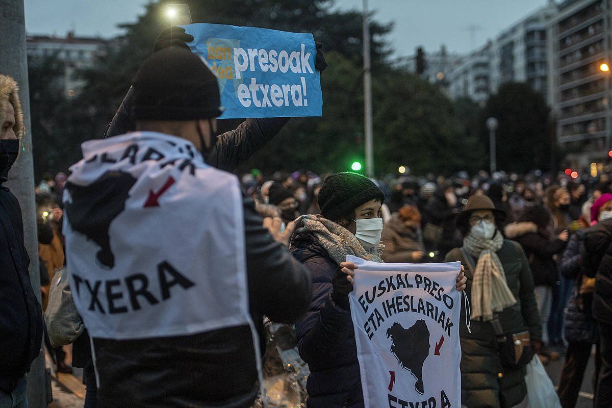 Euskal presoen aldeko mobilizazio bat, urtarrilean. JON URBE / FOKU