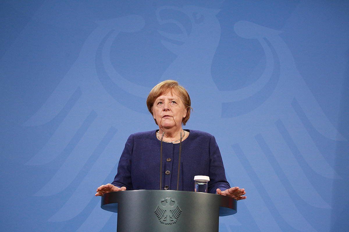 Angela Merkel, Berlinen, agerraldi batean. CHRISTIAN MARQUARDT / EFE