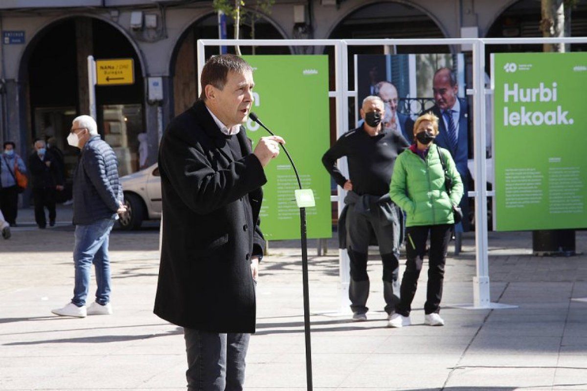 Arnaldo Otegi, apirilaren 14an, Eibarren (Gipuzkoa). MAIALEN ANDRES / FOKU