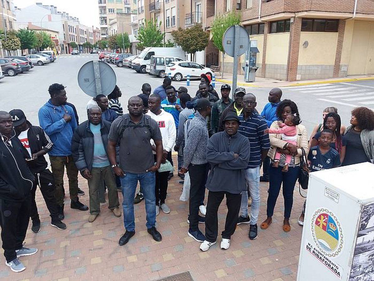 Erriberako senegaldarren protesta, 2019an, Ribaforadan. BERRIA