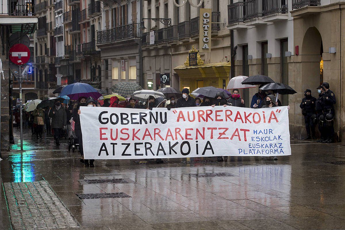 Euskarazko haur eskolak aldarrikatzeko manifestazioa, Iruñean, iragan otsailean. IÑIGO URIZ / FOKU