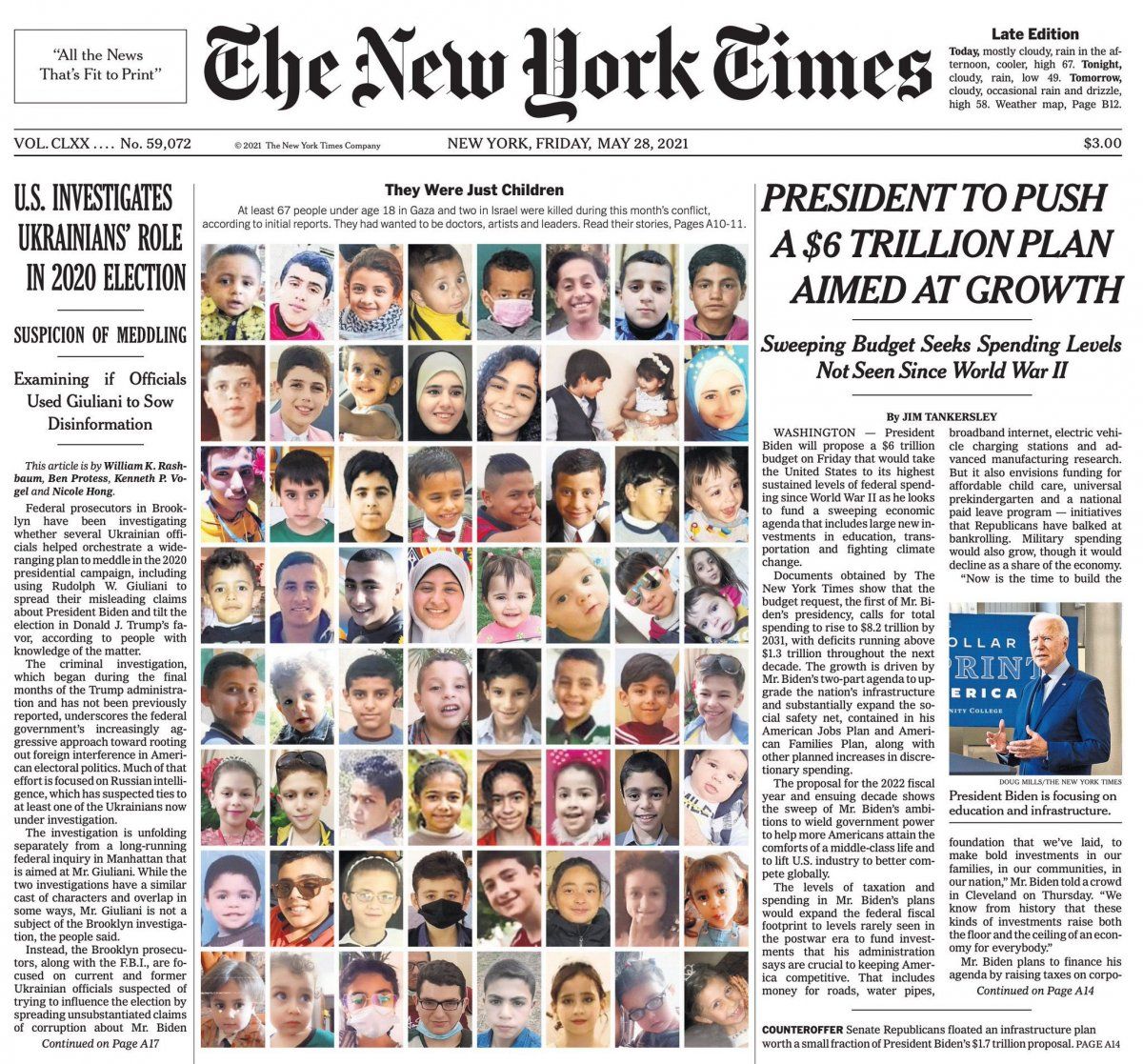 'The New York Times'-en ostiraleko azala. BERRIA
