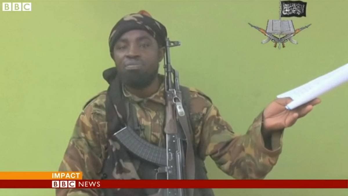 Abubakar Shekau, Boko Haram talde islamistako buruzagia, 2014ko irudi batean. AFP